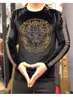 Bluza barbati neagra cu imprimeu B6789 D6-5.1